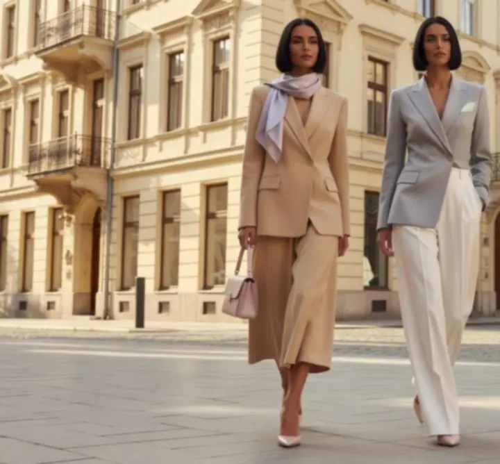 2026-os divattrendeket bemutató modern, elegáns női outfit